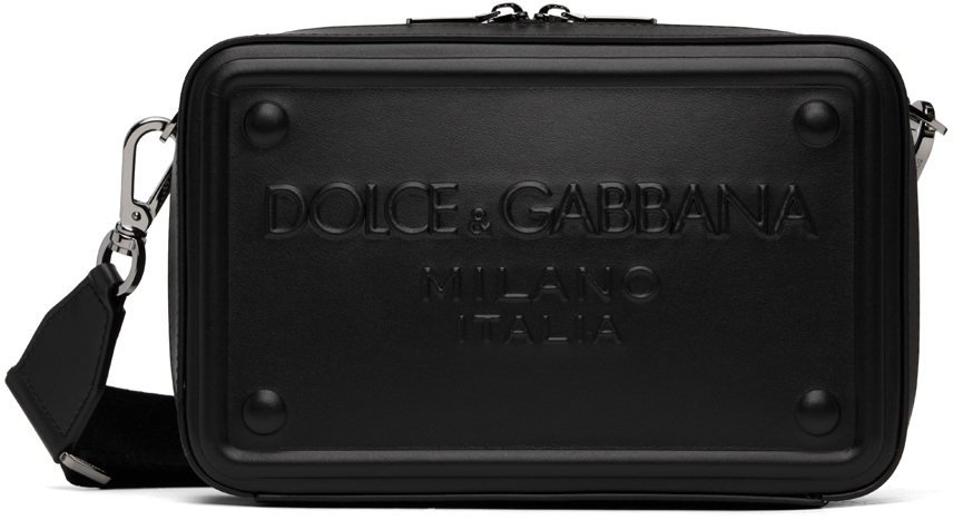 Dolce & Gabbana Black Embossed Messenger Bag Dolce & Gabbana