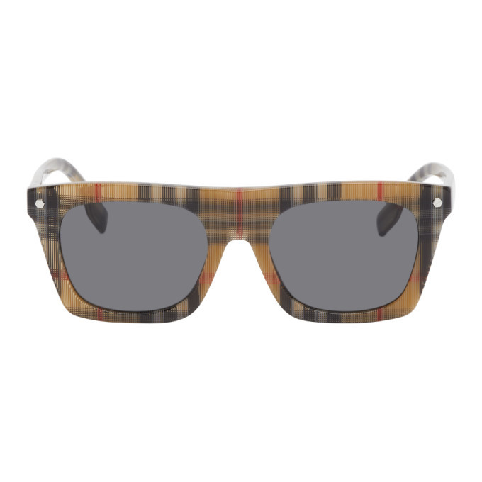 Burberry Beige Vintage Check Rectangular Frame Sunglasses Burberry