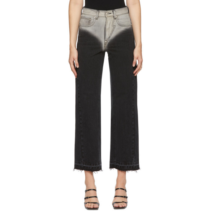 Pushbutton Black Two-Tone Raw Hem Jeans Pushbutton