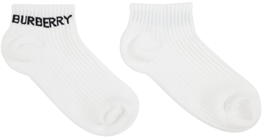 Photo: Burberry White Intarsia Logo Ankle Socks