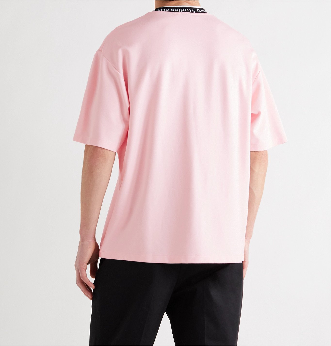 ACNE STUDIOS - Logo-Jacquard Stretch-Jersey T-Shirt - Pink Acne Studios