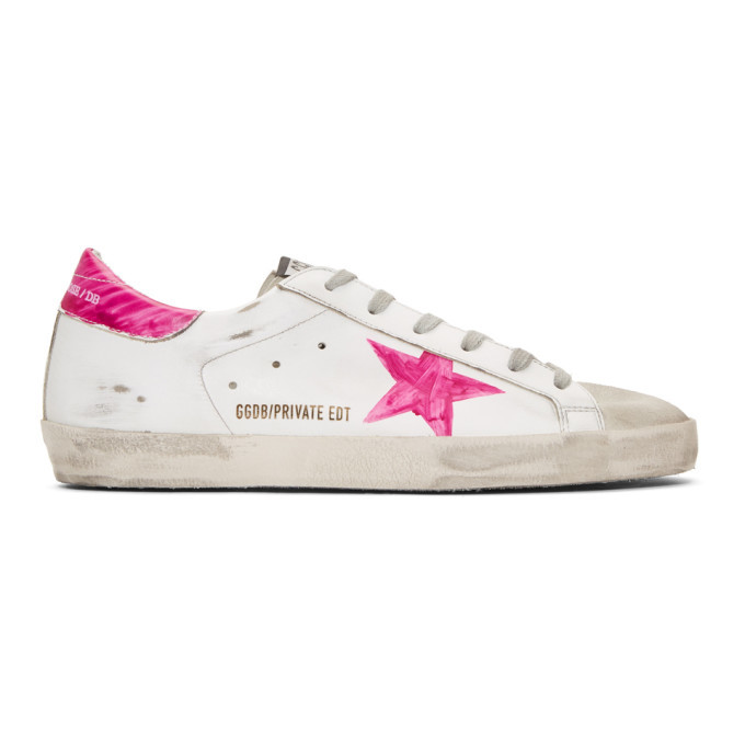 Golden Goose SSENSE Exclusive White and Pink Wednesday Superstar ...