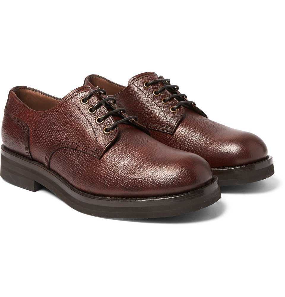 mesh Haarvaten brand Brunello Cucinelli - Pebble-Grain Leather Derby Shoes - Men - Brown  Brunello Cucinelli