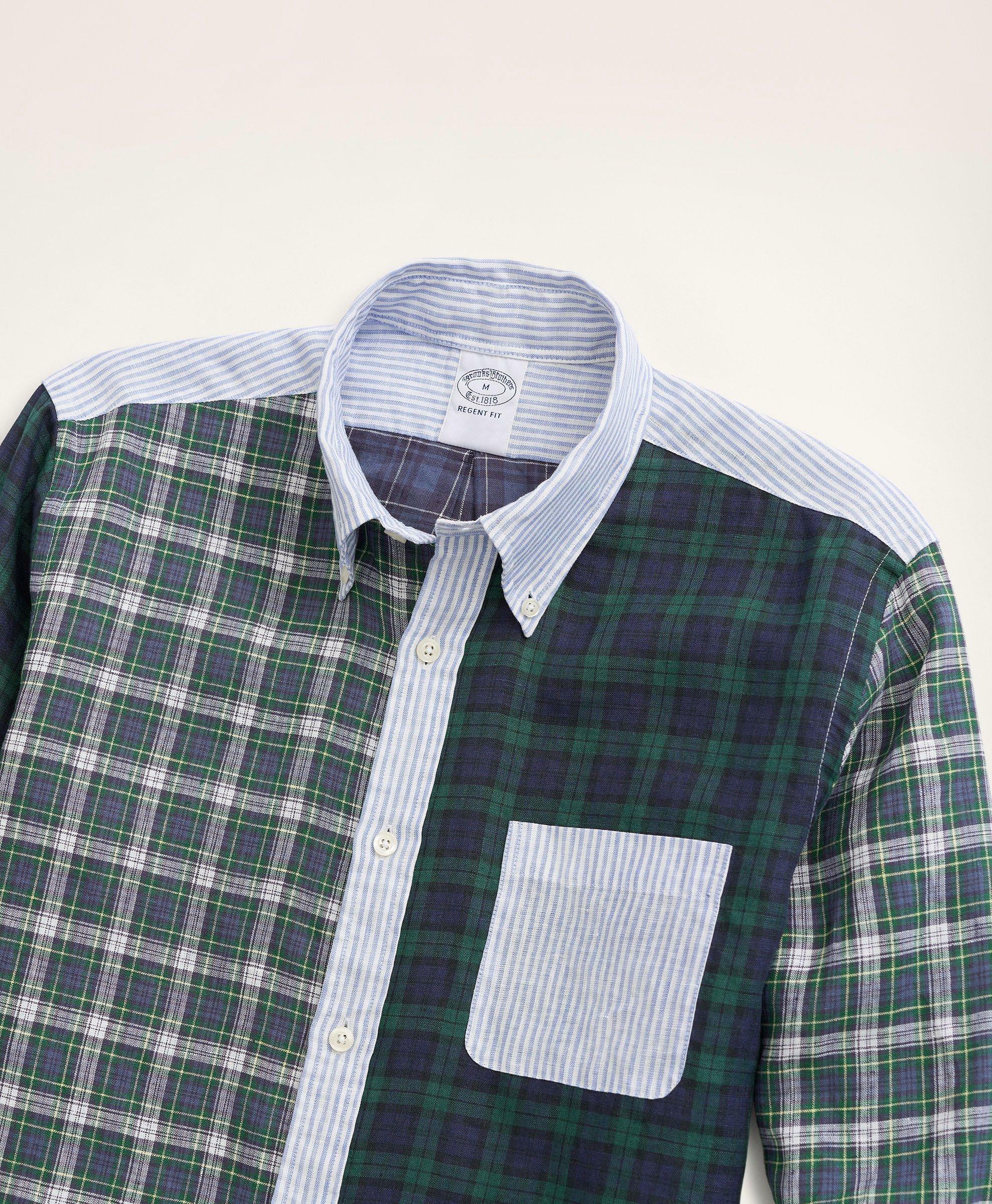 Brooks Brothers Men's Regent Regular-Fit Irish Linen Faded Tartan Fun Shirt
