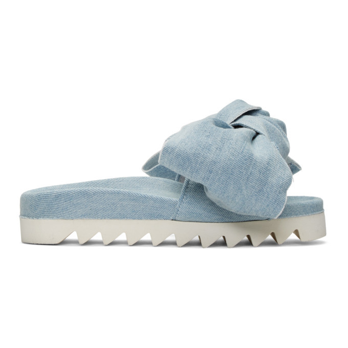 denim slides with bow