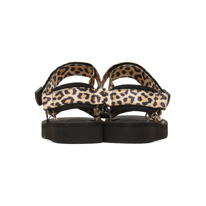 Wacko Maria Beige and Black Suicoke Edition Leopard Beach Sandals 