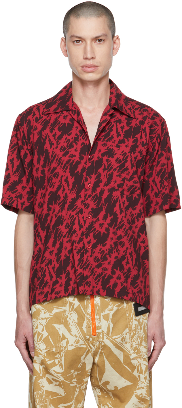 Aries Red & Black Metal Hawaiian Shirt ARIES