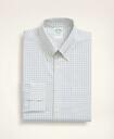 Brooks Brothers Men's Stretch Milano Slim-Fit Dress Shirt, Non-Iron Poplin Button-Down Collar Grid Check | Yellow/Blue