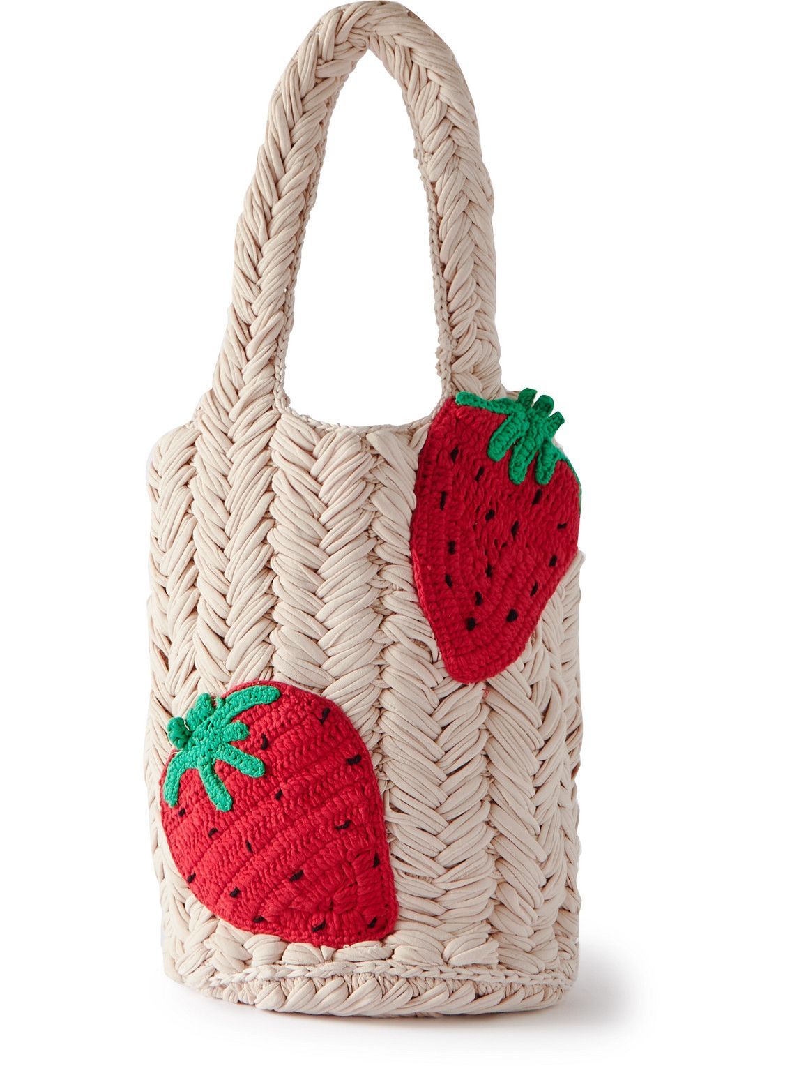 Photo: JW Anderson - Strawberry Logo-Detailed Appliquéd Organic Cotton Tote Bag