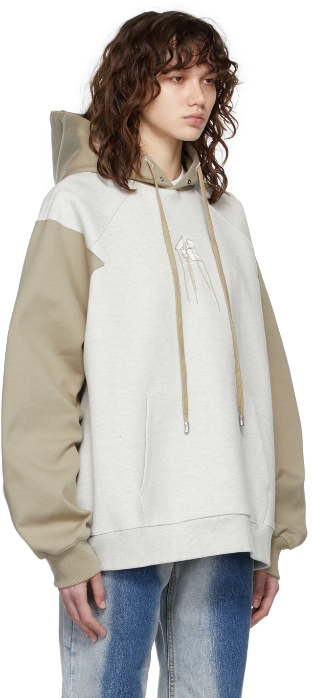 ADER error Beige & Grey Sculpture Logo Hoodie ADER error