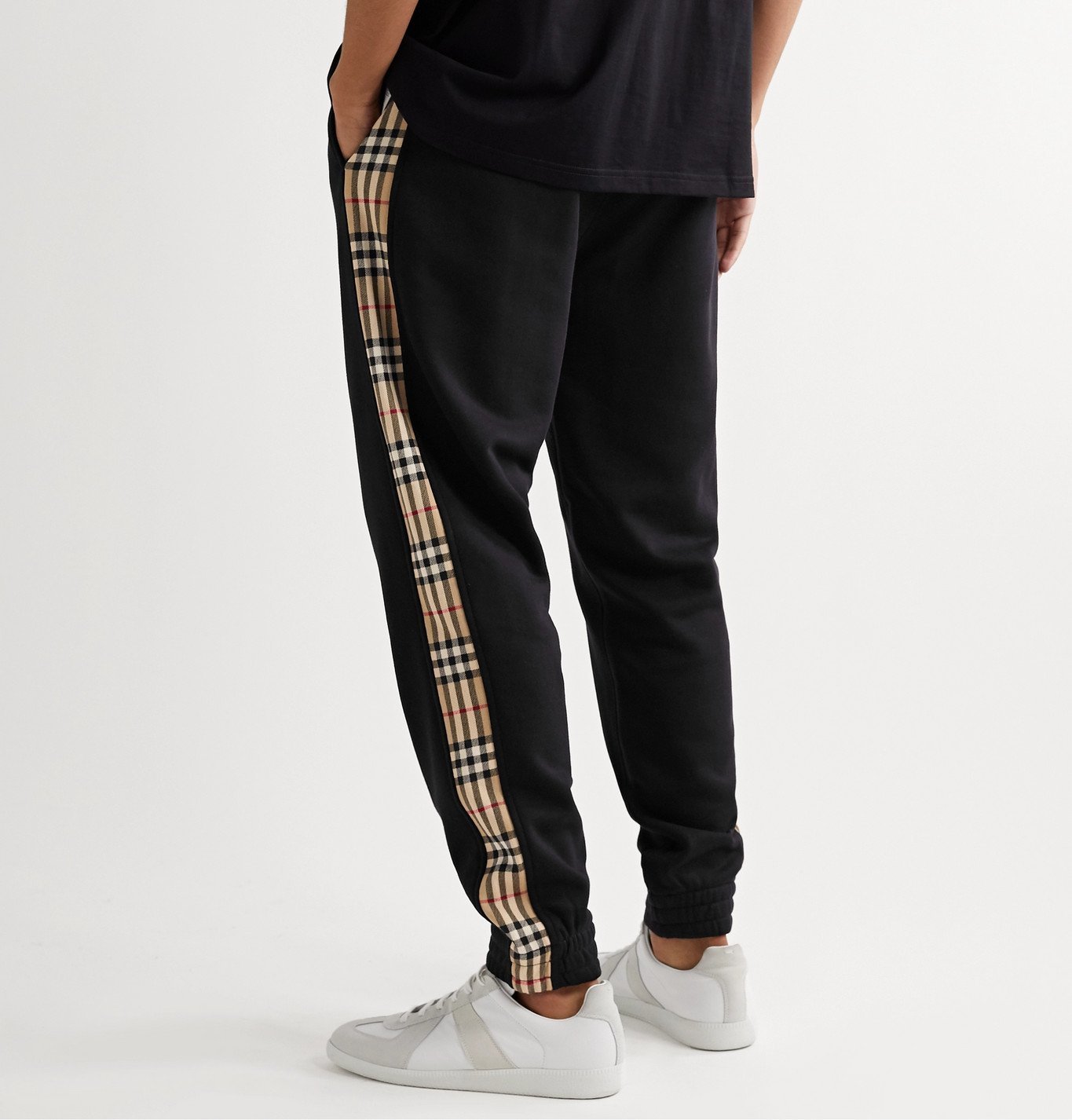 Tapered Checked Loopback Cotton-Jersey 