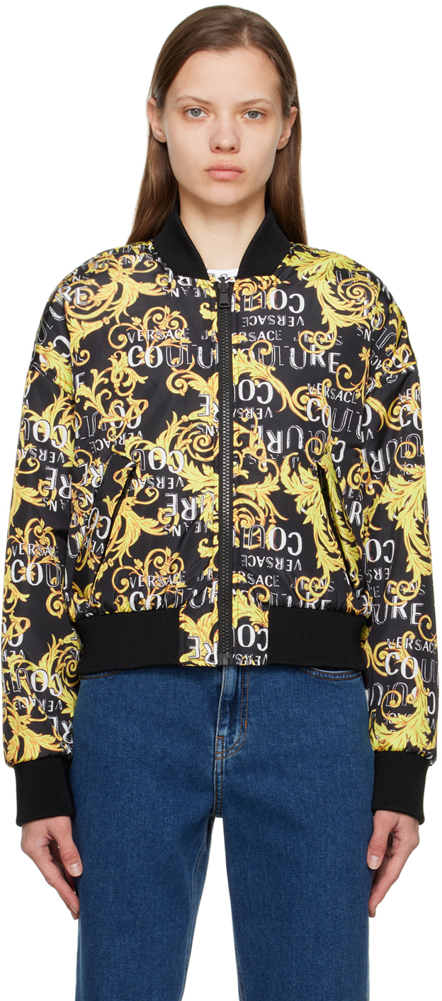 Photo: Versace Jeans Couture Black Reversible Graphic Bomber Jacket.