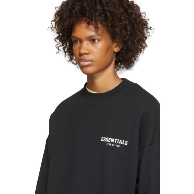 essentials black crewneck pullover sweatshirt