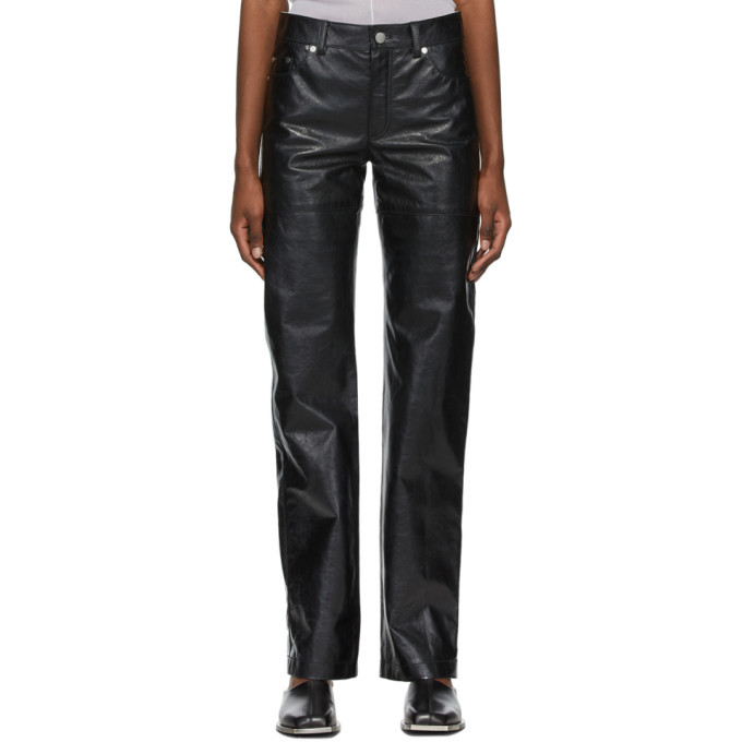 Black Leather Paneled Pants Peter Do