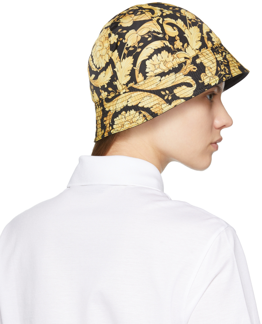Versace Black & Gold Barocco All Over Bucket Hat Versace