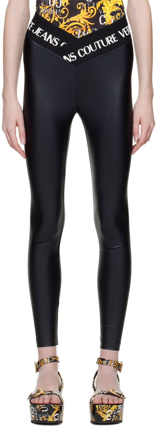Versace Jeans Couture Black Asymmetric Leggings Versace