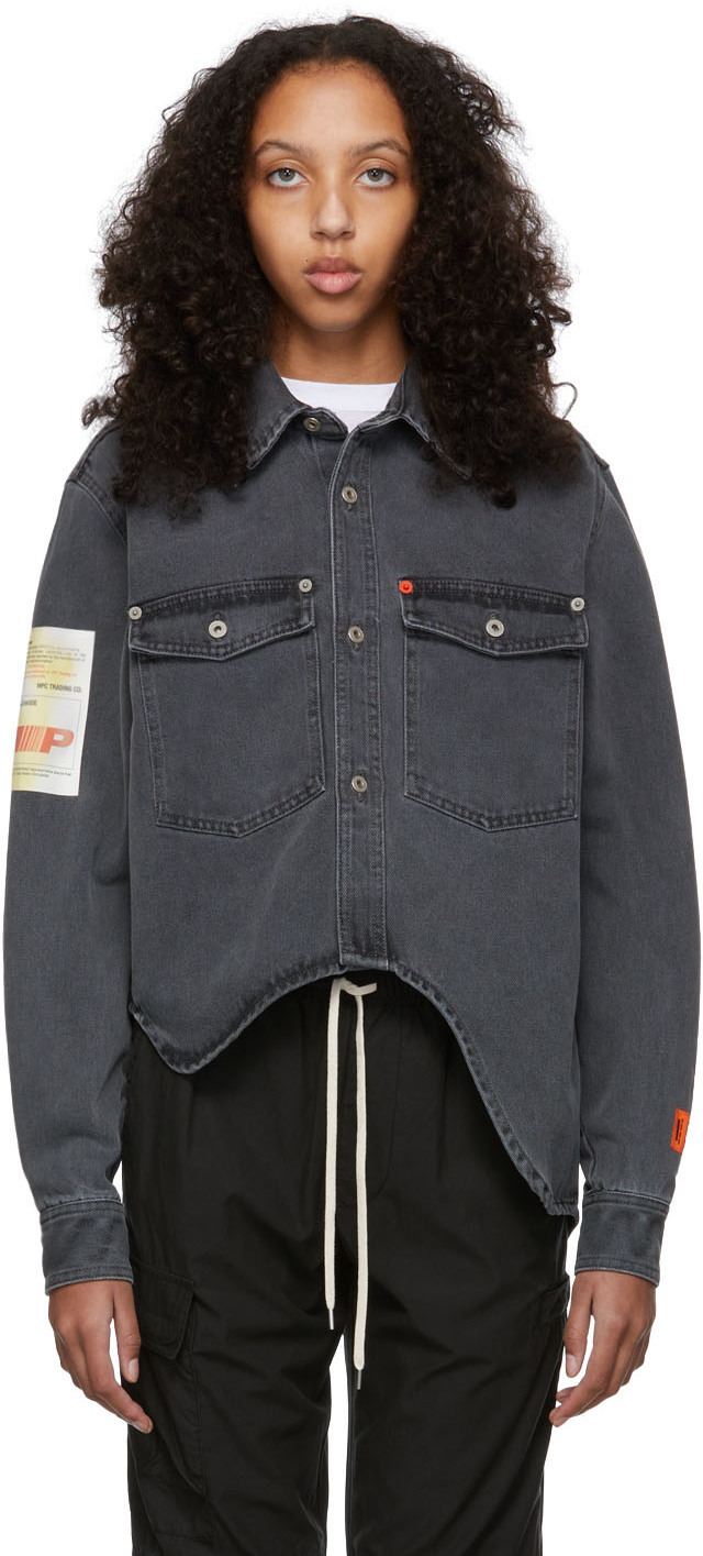 Heron Preston Grey Acid Wash Denim Wave 