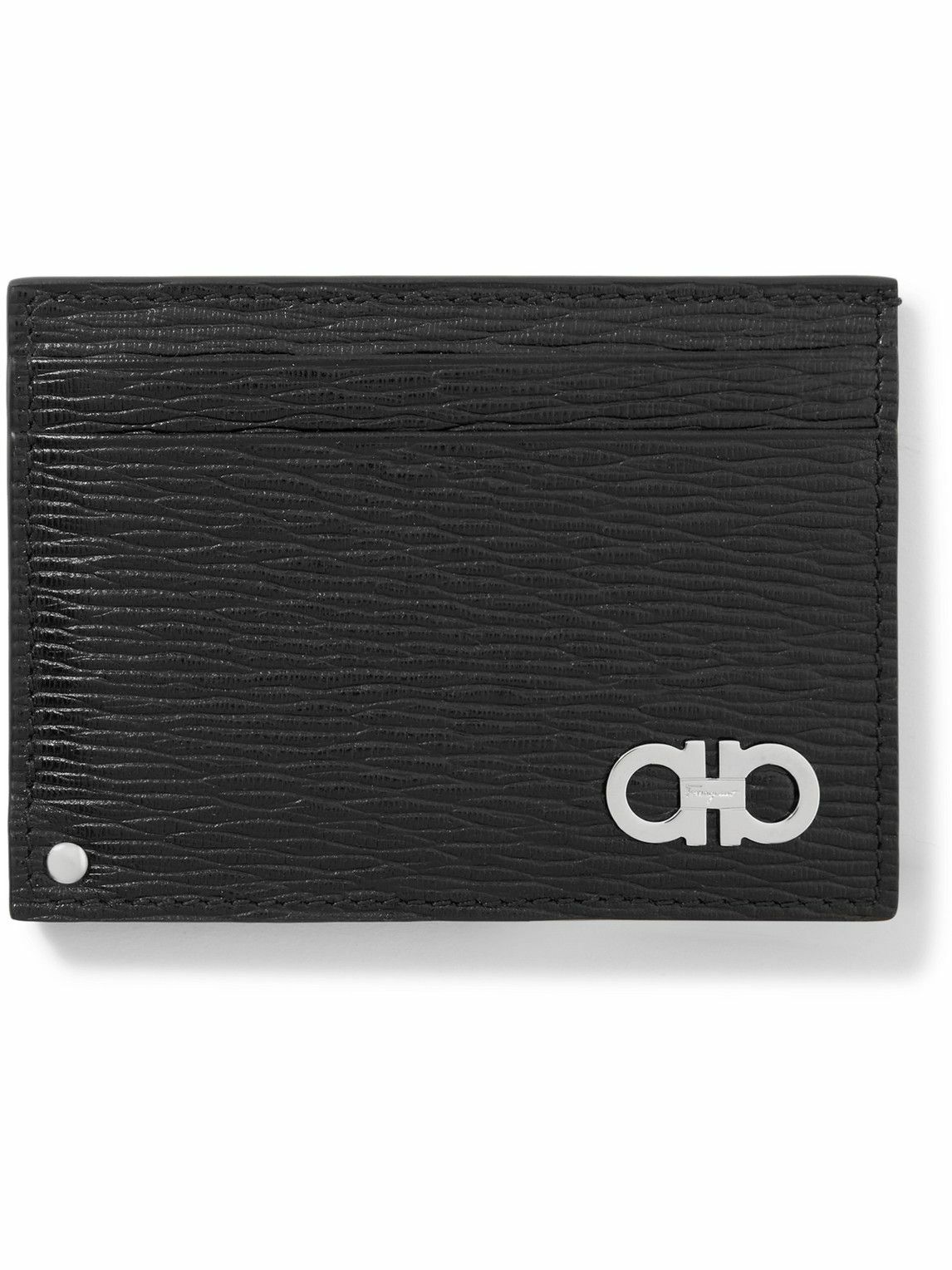 Salvatore Ferragamo Gancini LogoEmbellished TexturedLeather