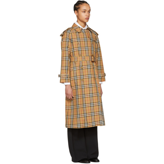 Burberry Tan Check Trench Coat Burberry