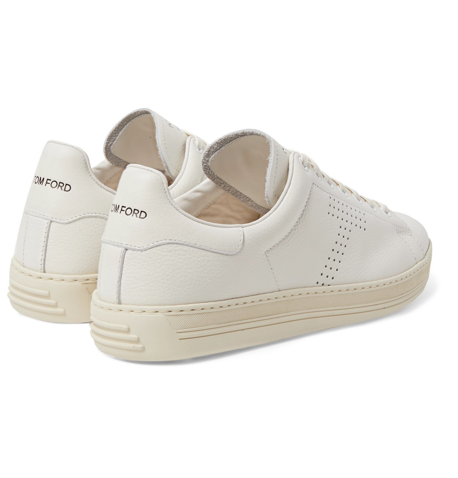 TOM FORD - Warwick Perforated Full-Grain Leather Sneakers - White 