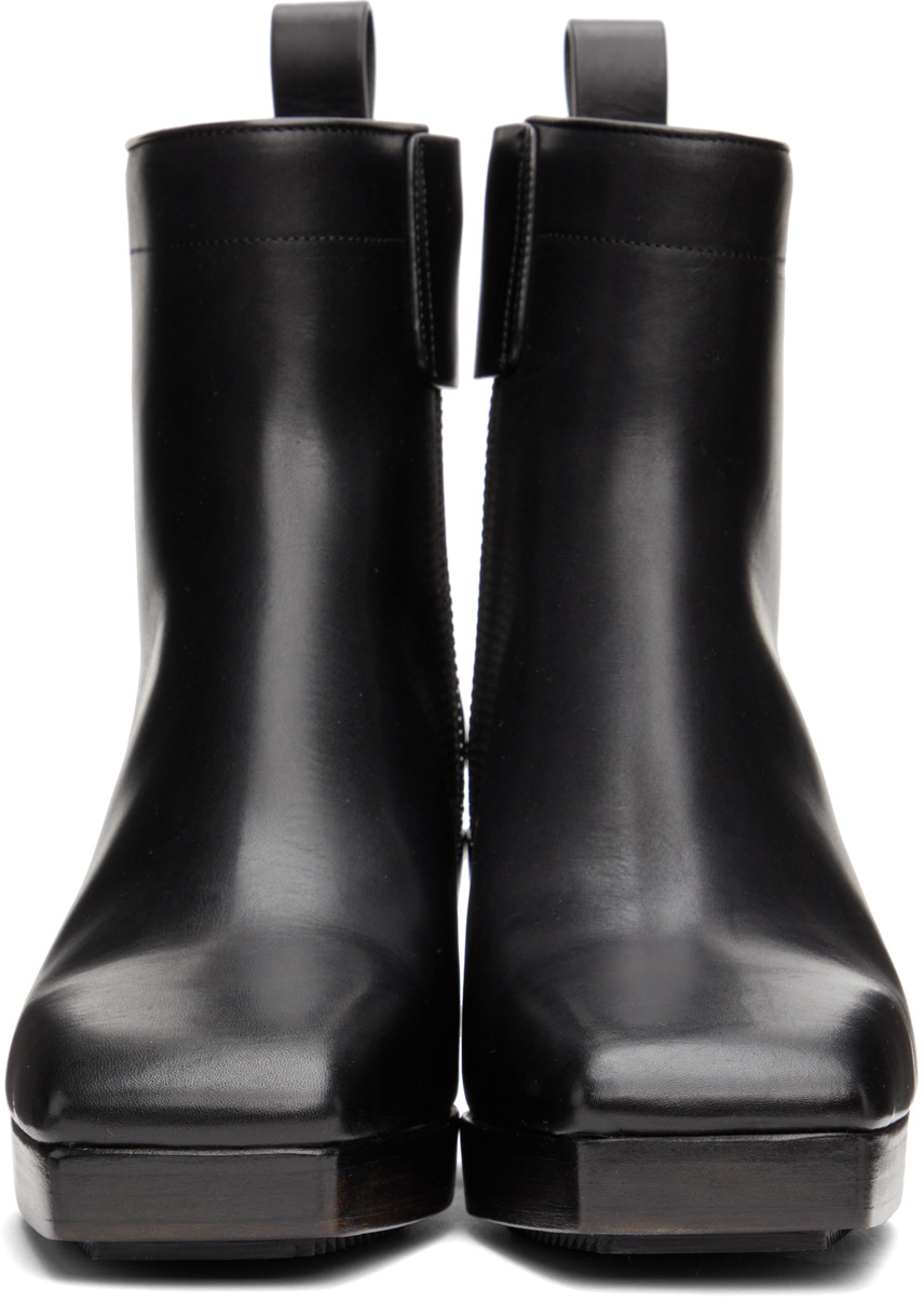 Rick Owens Black Heeled Silver Boots Rick Owens