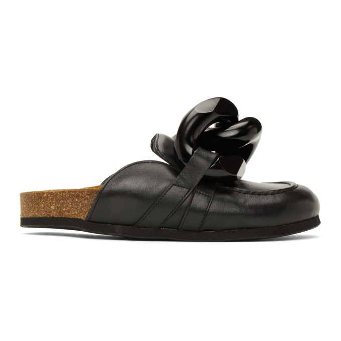 jw anderson black chain slippers