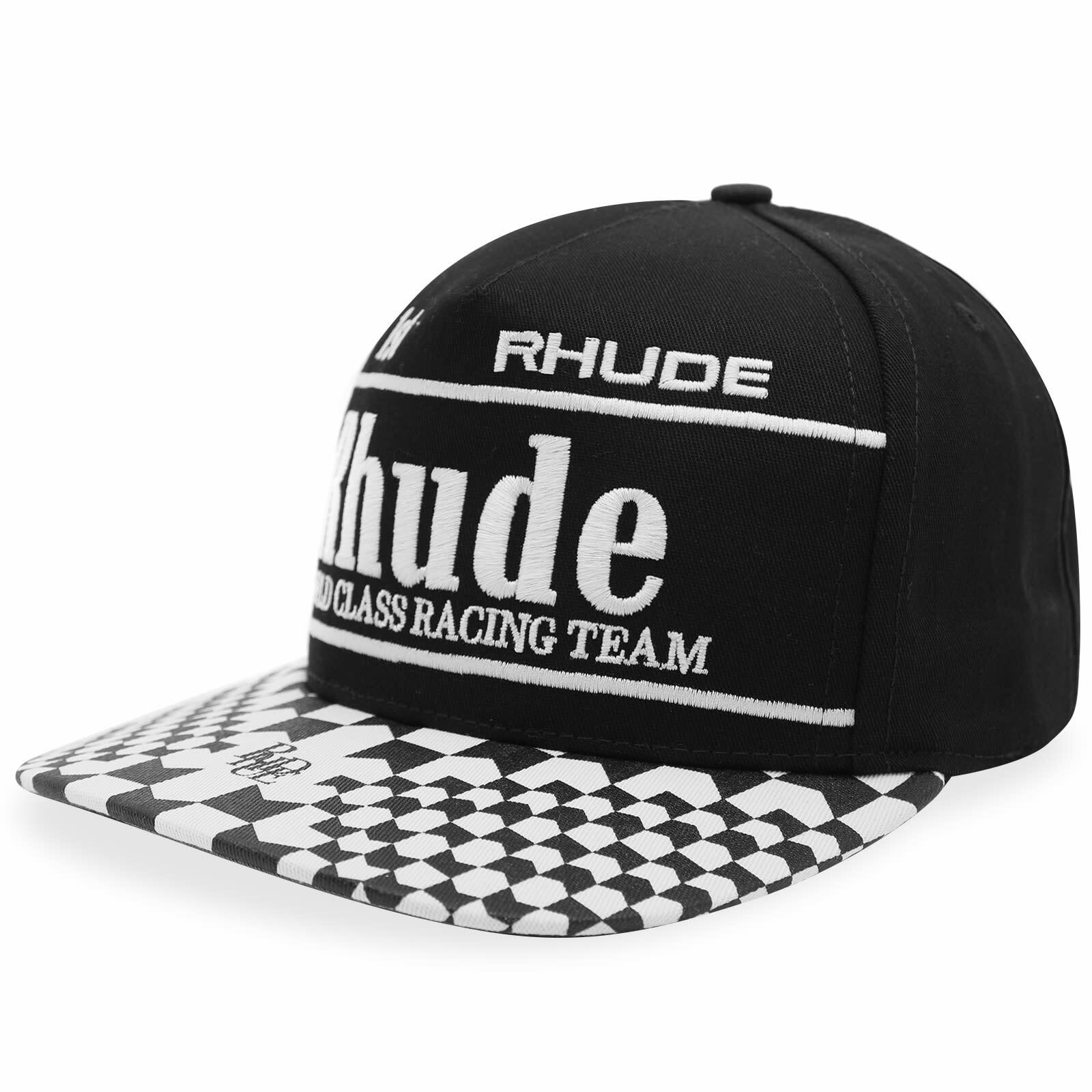 Rhude Men's Finishline Cap in Black/White Rhude