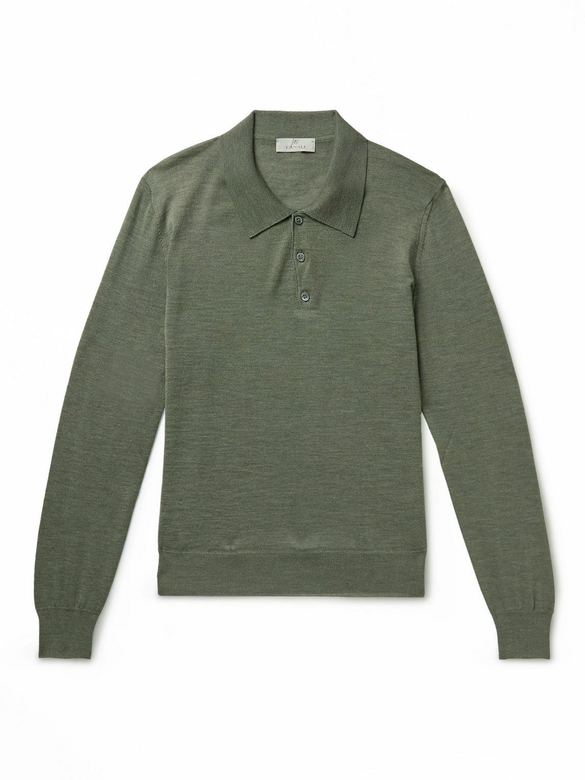 Photo: Canali - Slim-Fit Merino Wool Polo Sweater - Green