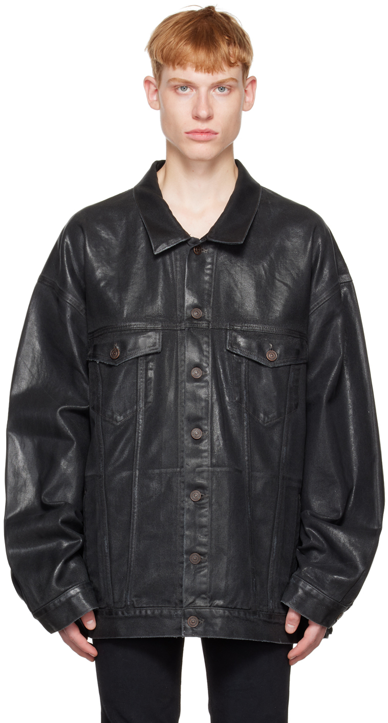 Balenciaga Black Distressed Denim Jacket Balenciaga