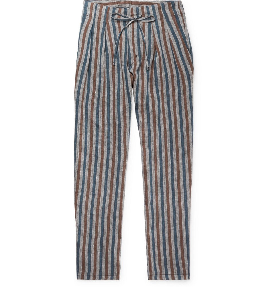 mens striped drawstring pants