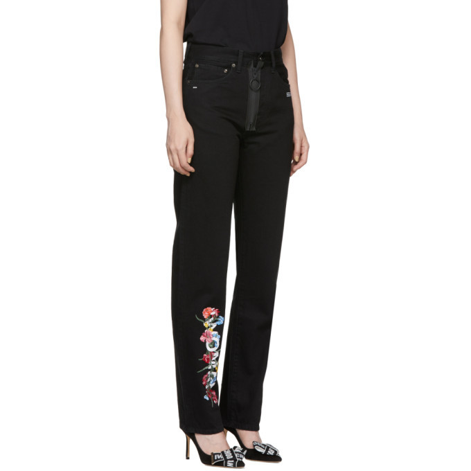 black jeans with white flowers