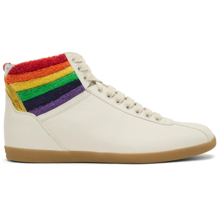 Gucci White Rainbow High-Top Sneakers Gucci