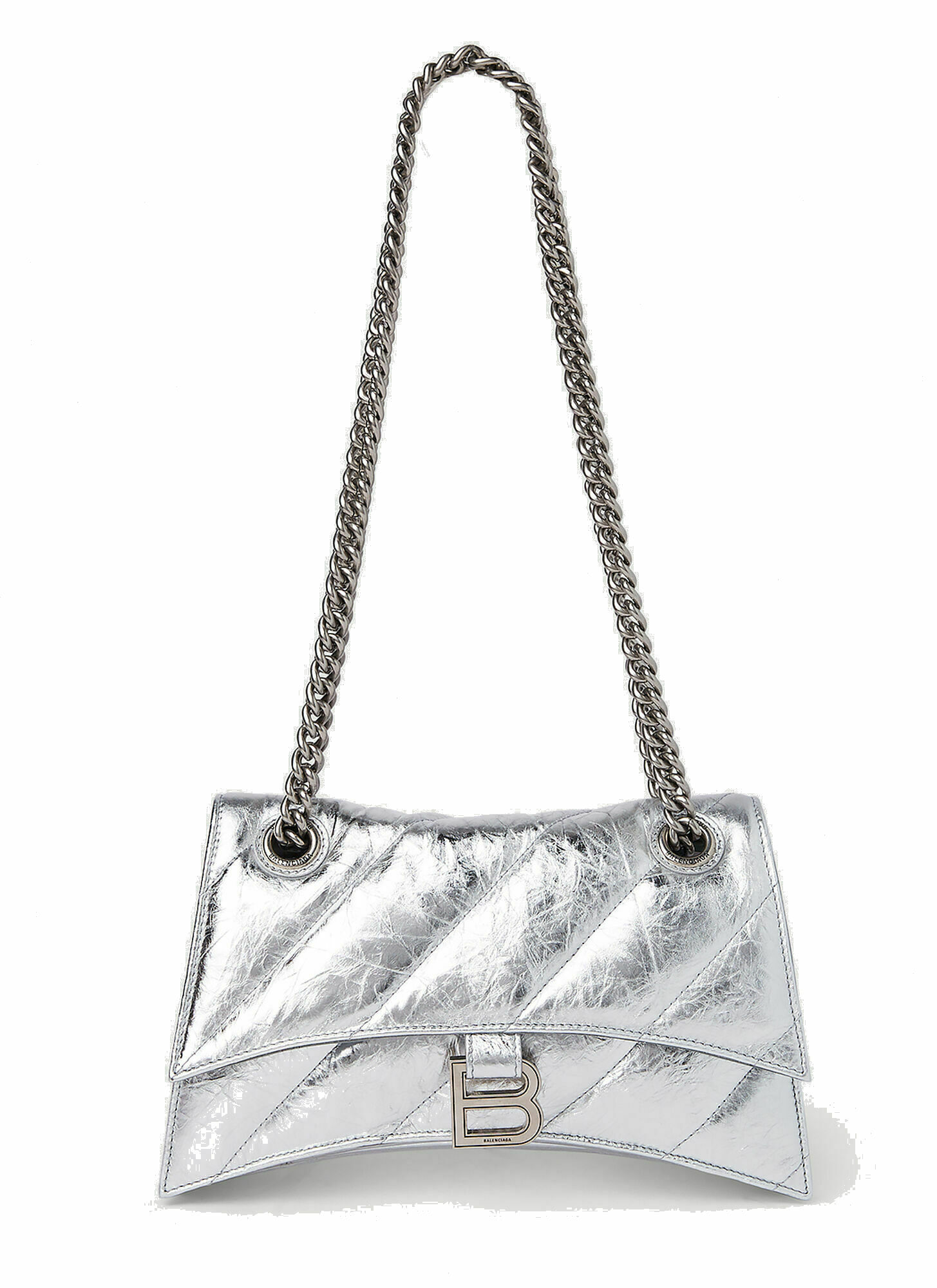 Balenciaga - Crush Small Shoulder Bag in Silver Balenciaga