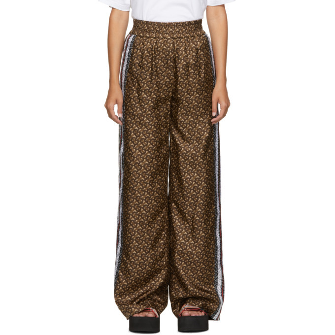 Burberry Brown Silk Seighford Monogram Trousers Burberry