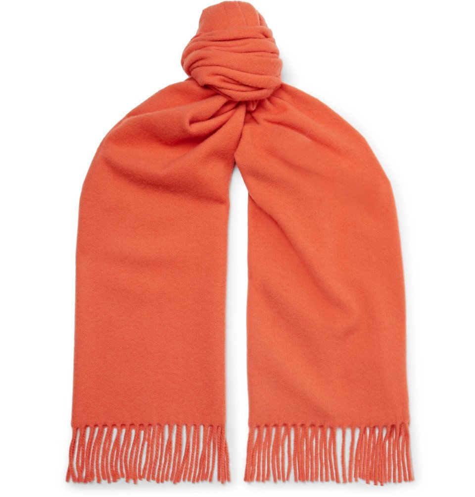 Acne Studios Canada Narrow Fringed Wool Scarf Orange Acne Studios