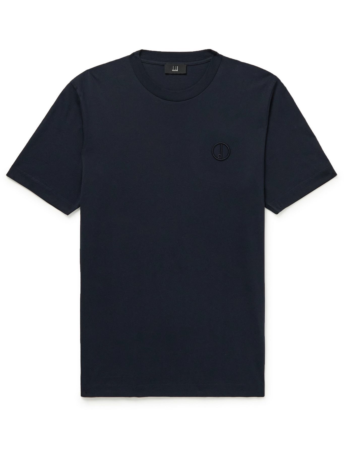 DUNHILL - Logo-Embroidered Cotton-Jersey T-Shirt - Blue Dunhill