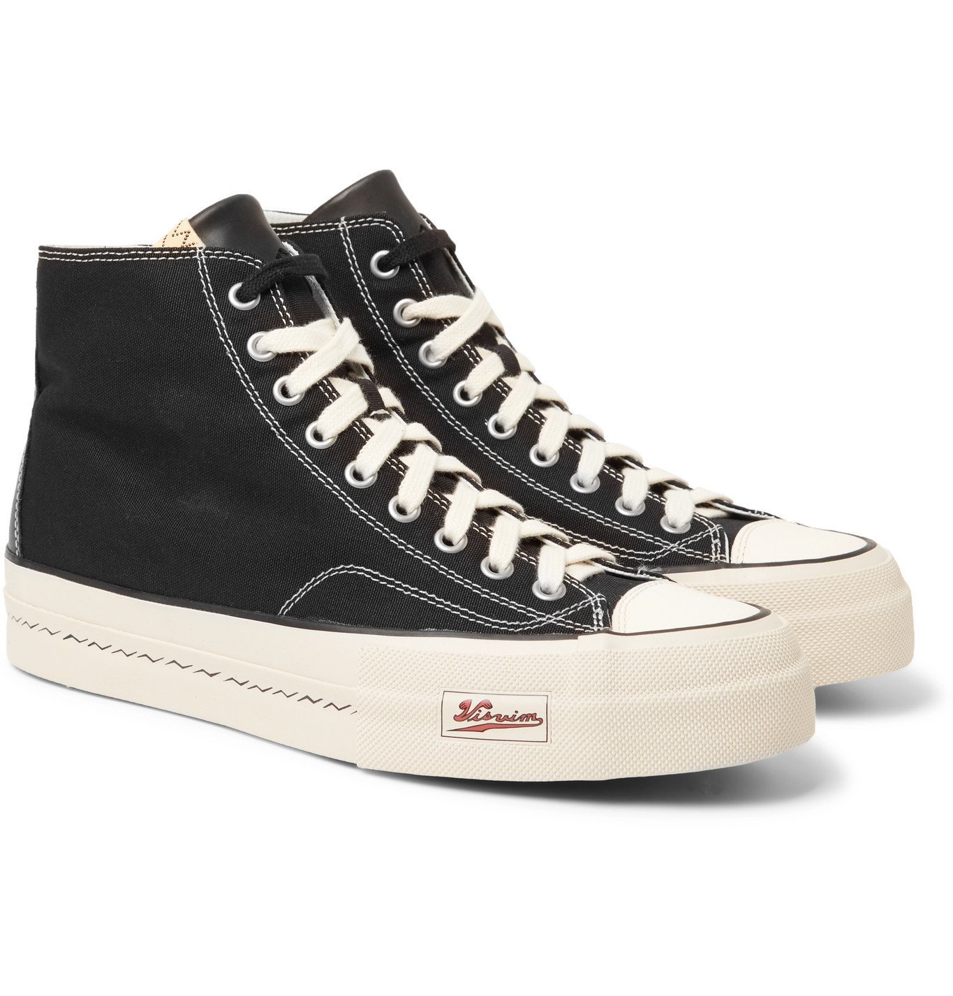 visvim - Skagway Leather-Trimmed Canvas High-Top Sneakers - Black 