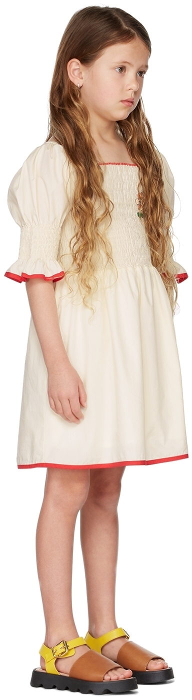 The Campamento Kids Off-White Flower Embroidery Dress