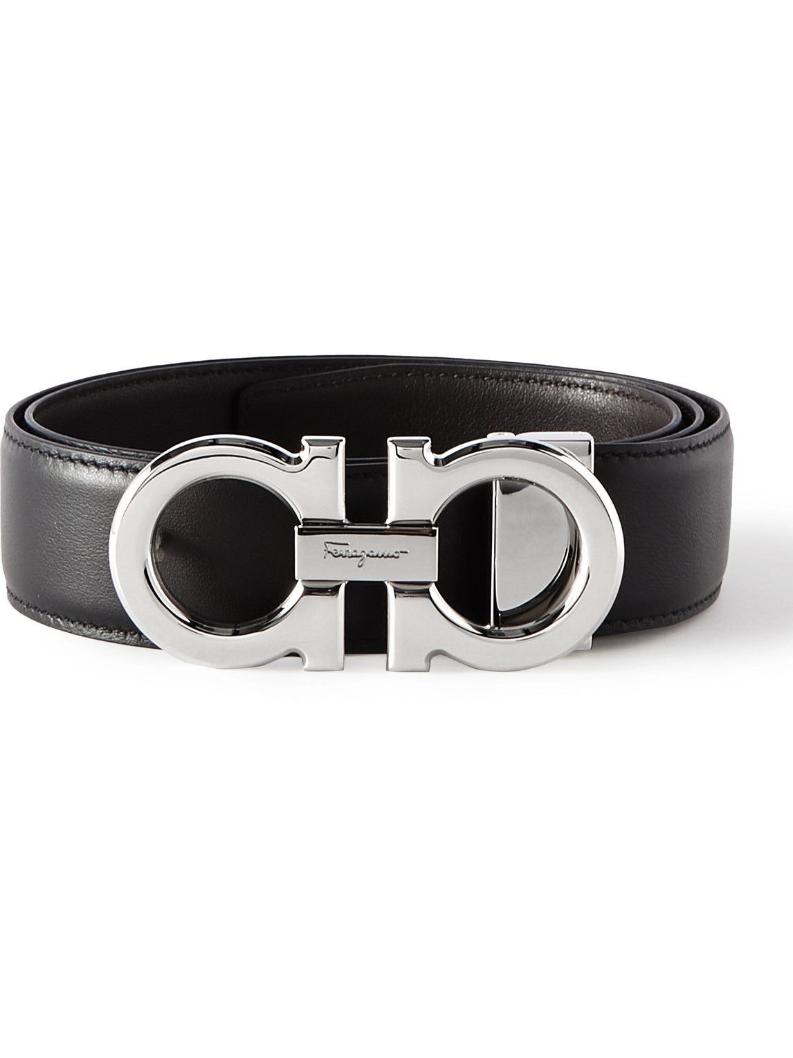 Salvatore Ferregamo - 3.5cm Reversible Leather Belt - Black