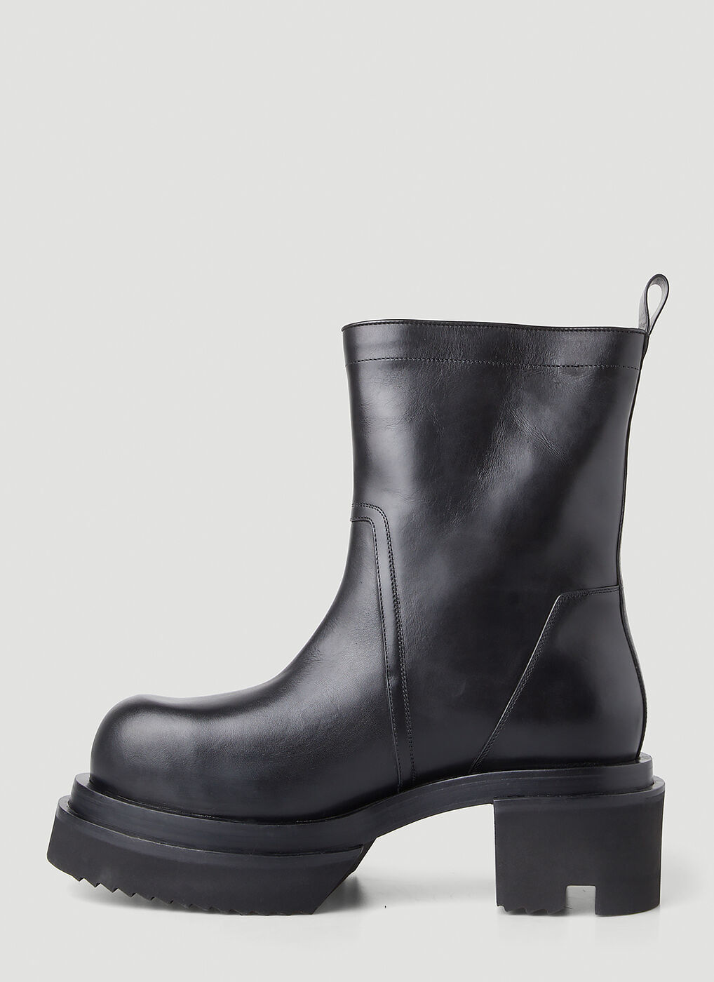 Tread Sole Leather Boots in Black