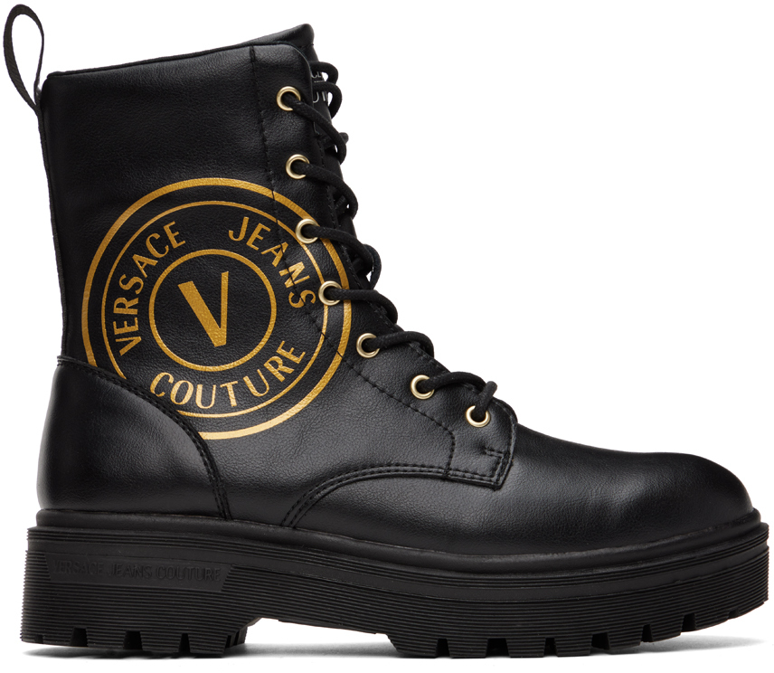 Versace Jeans Couture Black Logo Boots Versace