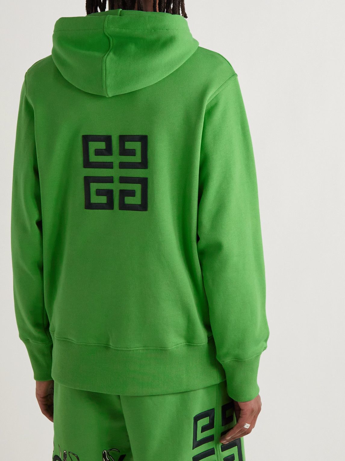 Givenchy - Josh Smith Logo-Embroidered Cotton-Jersey Hoodie - Green Givenchy