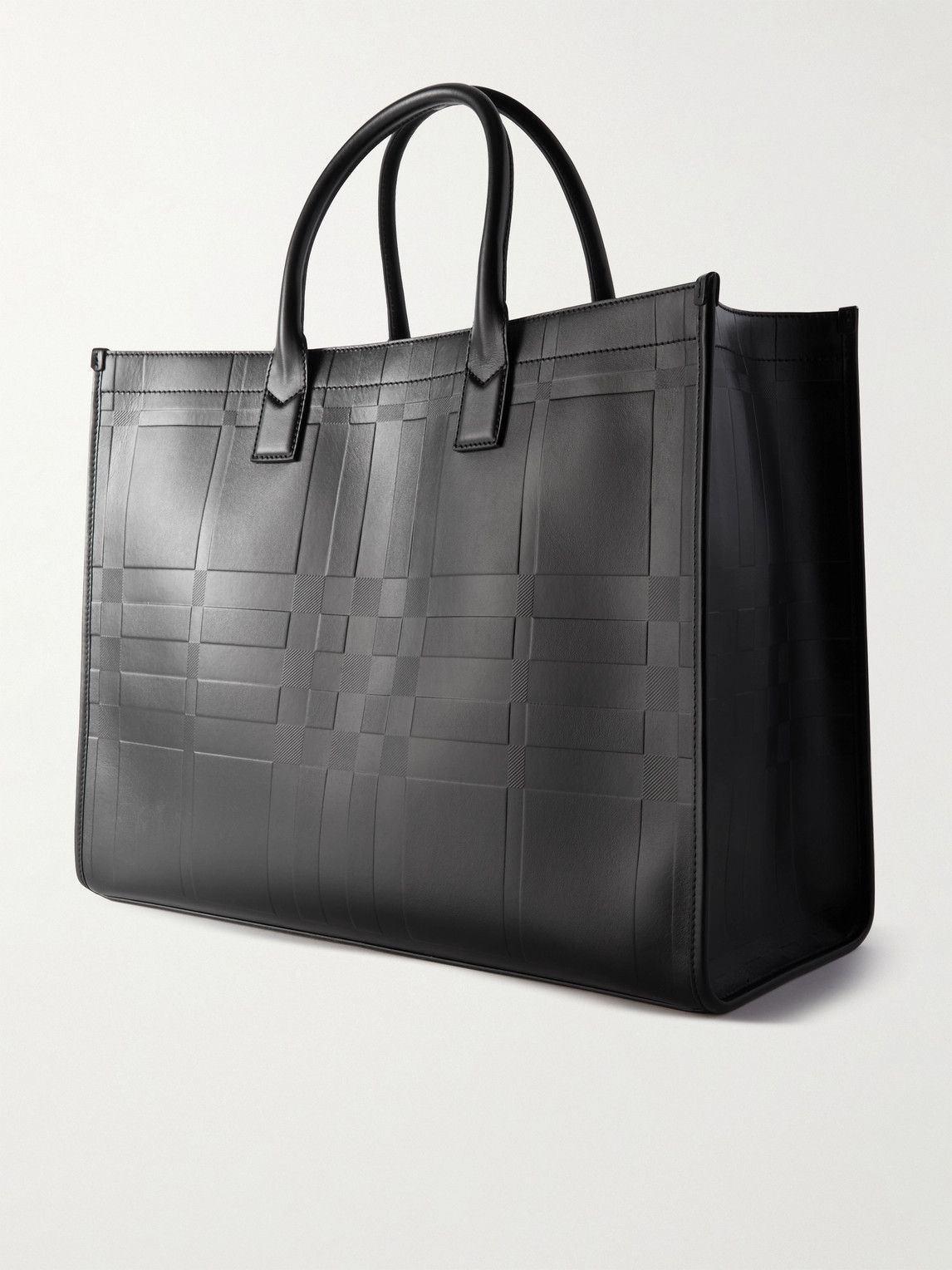 Burberry - Embossed Checked Leather Tote Bag Burberry