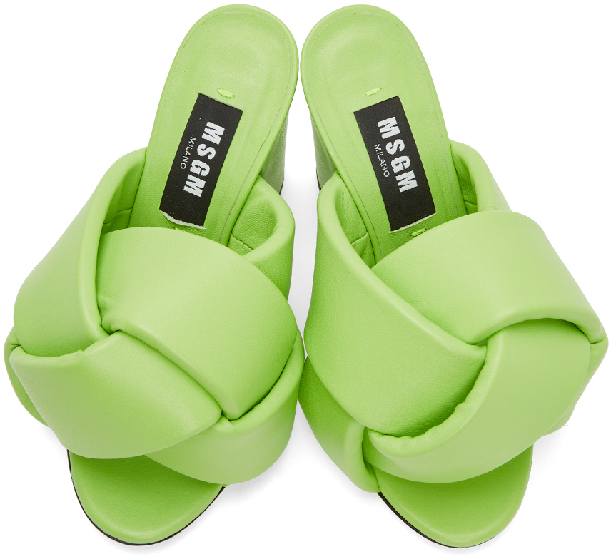 msgm green intertwined heeled sandals