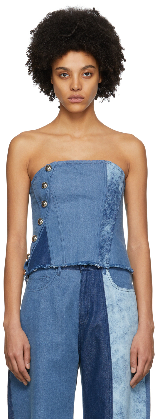 Marques Almeida Blue Patchwork Denim 