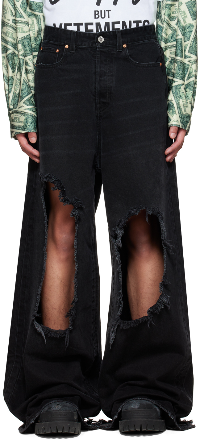 VETEMENTS Black Big Shape Destroyed Jeans Vetements