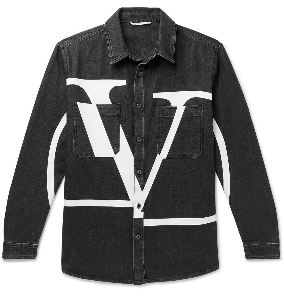 Valentino - Logo-Print Denim Overshirt - Black Valentino