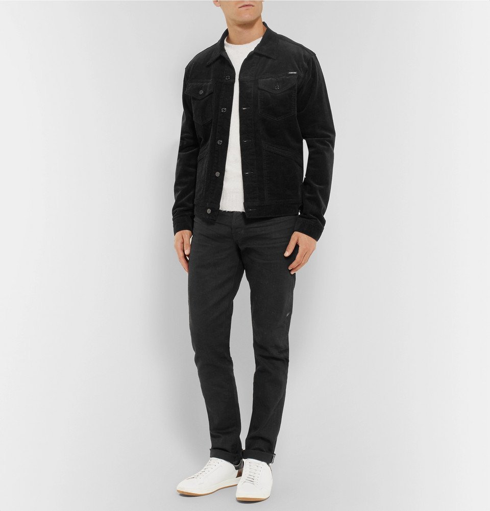 TOM FORD - Washed Stretch-Cotton Corduroy Jacket - Men - Black TOM FORD