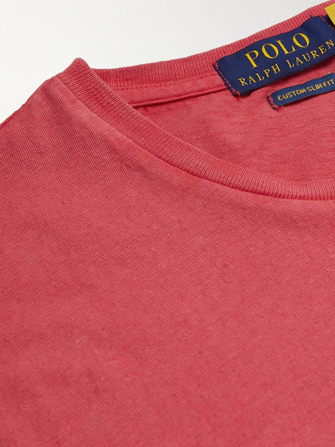 Polo Ralph Lauren - Slim-Fit Logo-Embroidered Cotton and Linen-Blend T-Shirt - Red