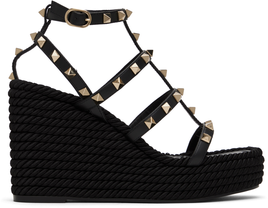 Valentino Garavani Black Rockstud 95 Heeled Sandals Valentino Garavani